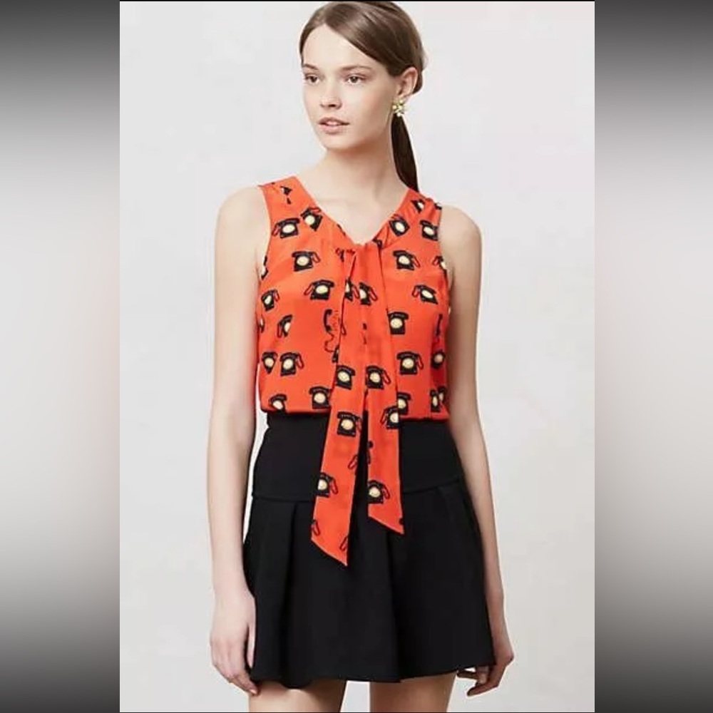 Anthropologie Maeve Telephone Ring True Top Medium 8